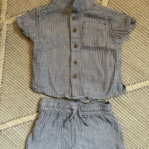 Little planet blue and white striped set, 9 month